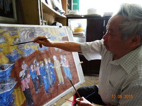 hoa si Vu Khang va buc hoa BH  anh