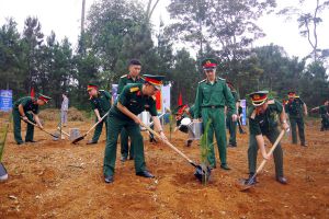 Binh chủng Hóa học dâng hương tưởng niệm Bác và trồng cây tại Khu K9   